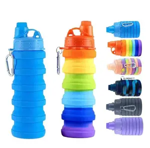 Reusable BPA Free Collapsible Sports Water Bottles Folding Travel Water Bottles Silicone Foldable Water Bottle