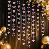 Lot de 24 nœuds papillon cœur scintillants pour la Saint-Valentin, mariage, anniversaire, décoration de fond, breloques roses pour latte art