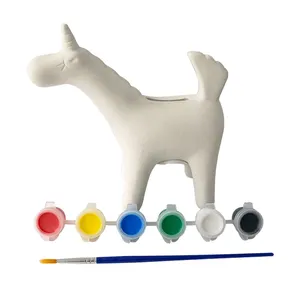 Elsas all'ingrosso salvadanai in ceramica bianca fai <span class=keywords><strong>da</strong></span> te vernici acriliche non tossiche cavalli in gesso giocattoli <span class=keywords><strong>da</strong></span> disegno divertenti - Product Image 1