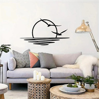 Décorations murales en résine métallique, art créatif pour la maison, salon, cadre de porte, art populaire, lever de soleil, coucher de soleil, mouettes, artisanat