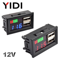 Indicateur de capacité de batterie au lithium au plomb rouge bleu LED voltmètre à affichage numérique double testeur de tension USB mesure