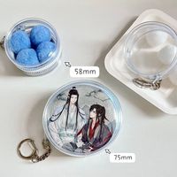 Pochette de rangement transparente en PVC pour badges d'anime, étui de protection rond pour épingles, badges, pendentifs, breloques et porte-clés