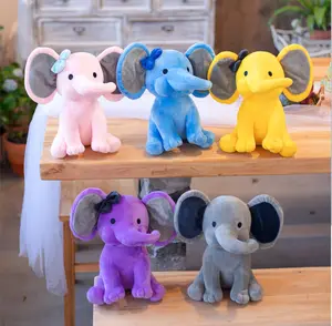 Hüllige Karikatur-Plüsch-PP Baumwolle gefüllte lange Nase Plüsch-Puppe Baby-Elefanten-Spielzeug mit großen Ohren buntes weiches Spielzeug Plüsch-Elefant