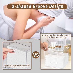 Venta al por mayor cuadrado de moda personalizado tejido transparente acrílico toallero contenedor pantalla - Product Image 4