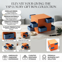 Caja de Regalo de Papel Cúbica de Lujo Personalizada, Caja Creativa de Múltiples Capas con Cajones, Caja de Embalaje para Cosméticos y Joyería en Naranja y Azul