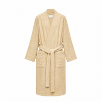 Peignoir en tissu éponge 100% coton, style kimono, col beige, pour les femmes, idéal pour les resorts et la maison, avec ceinture, fournisseur