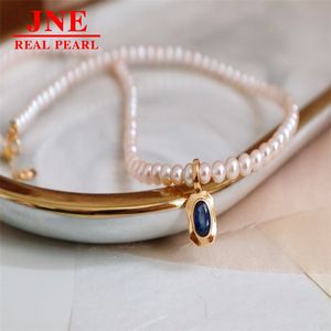 ของขวัญวันแม่ ไข่มุกน้ำจืดธรรมชาติ 7-8 เม็ด รูปไข่ แซฟไฟร์ 18K โกลเด้นฮาร์เบอร์ แซฟไฟร์เพิร์ล สำหรับผู้หญิง - Product Image 2