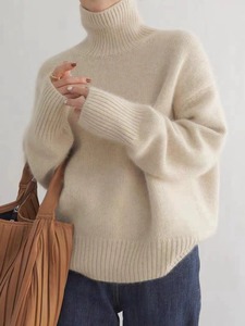 Herbst-Winter Damen-Pullover Flauschiger Gerippter Rollkragenpullover Locker Geschnitten mit Überschnittener Schulter und Weiten Ärmeln Gerippte Bündchen Kuschelig Weich - Product Image 2