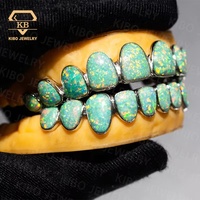 Grilles dentaires personnalisées Hip Hop en argent sterling 925 plaqué or, serties de moissanite VVS et d'opale naturelle, style Rock, pour la bouche