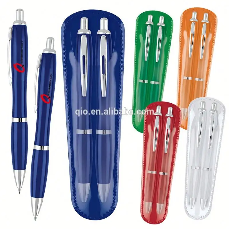 twin pens set with ball pen and mechanical pencil in pvc pouch