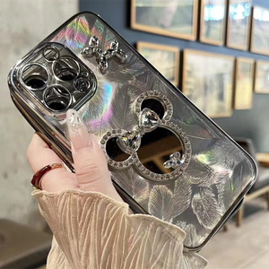 Moda campetto elettroplacca Bear <span class=keywords><strong>Minnie</strong></span> specchietto custodia per telefono per iPhone 16E 15 Pro Max Cover posteriore morbida per OPPO A11X A72 A58 A91 - Product Image 4