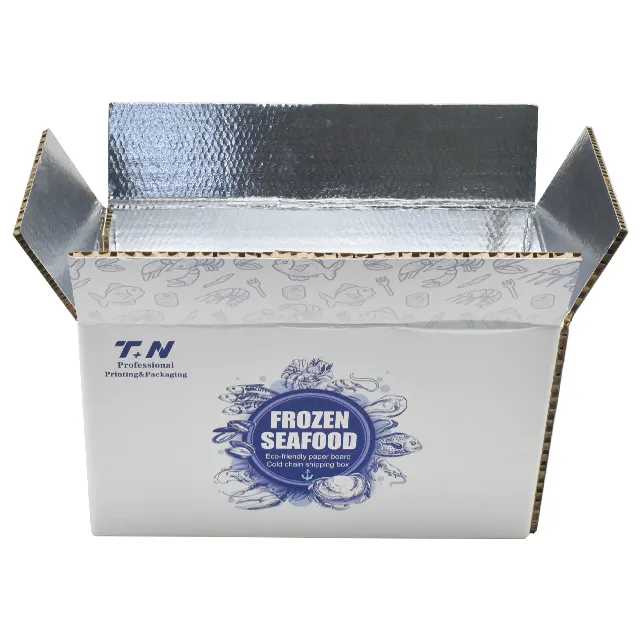 Yalıtımlı gıda soğutucu ambalaj dondurulmuş nakliye nakliye için karton kutular soğuk zincir yalıtım kutusu kağıt termal karton