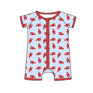 Kör Kutu Özel Bambu/Spandeks Tulumlar Erkek Kız Bebek Giysileri Ördek Baskılı Çift Yönlü Fermuarlı Şortlar - Product Image 5