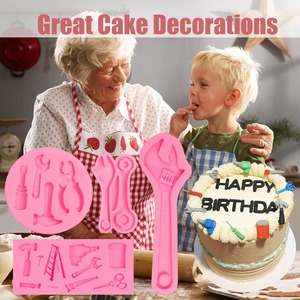 <b>Mini</b> Construction Tools Fondant Silicone Molds Hand Tool <b>Chocolate</b> Molds for Cake Decor Candy Cupcake Topper Polymer Clay - Product Image 5