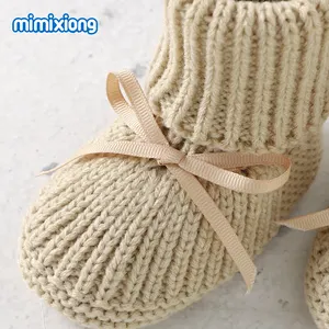 Mimixiong Baby Schoenen Glovers Sets Lint Knoop Gebreide Casual 0-24 Maand Pasgeboren Baby Wanten Baby Schoenen Sok