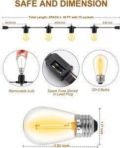 OEM ODM năng lượng mặt trời Powered ngoài trời chuỗi đèn thương mại cấp không thấm nước Patio đèn shatterproof dẫn năng lượng mặt trời chuỗi đèn - Product Image 6