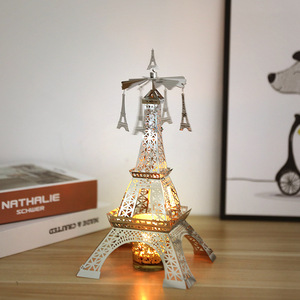 Cadeau <span class=keywords><strong>de</strong></span> noël bougeoir fête <span class=keywords><strong>de</strong></span> mariage décor à la maison fer métal rotatif <span class=keywords><strong>Paris</strong></span> tour Eiffel carrousel bougie pour le nouvel an - Product Image 1