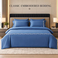 Taies d'oreiller géométriques brodées 3 pièces en coton 100% de luxe, douces, respirantes, garnissage polyester 350 g/m², toutes saisons