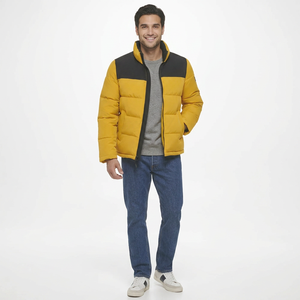 Veste d'hiver matelassée pour homme, style streetwear, design en toile brillante tendance avec capuche, vêtement d'hiver chaud - Product Image 1