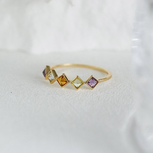 Spot Groothandel Vierzijdige Ruit Geometrische Regenboog Multi Edelsteen Rose Rode Granaatappel Hemelsblauwe Topa <span class=keywords><strong>Ring</strong></span> - Product Image 3