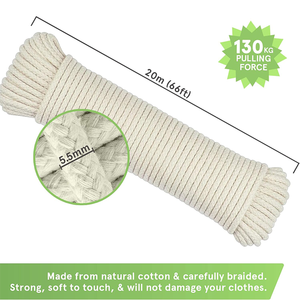 Corde en coton tressée de 4 mm, robuste, haute résistance, absorbant les chocs, écologique, flexible, pour <span class=keywords><strong>étendoir</strong></span> moderne et balançoires - Product Image 4