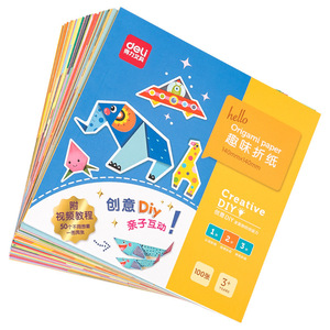 Deli 74818 Kinder handgemachtes <span class=keywords><strong>Origam</strong></span> Student farbiges Papier DIY hand geschnittene Karte Origami Set 100 Blatt 14*14cm - Product Image 1