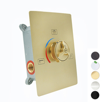 Robinet de douche mural thermostatique carré moderne en laiton brossé doré, mitigeur à poignée unique avec jet pluie, garantie 5 ans, sans glissement