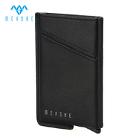 Tarjetero de Cuero Genuino Negro Personalizado con Bloqueo RFID, Diseño Minimalista y Moderno con Botón y Clip