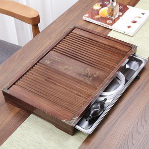 Rectangular Solid Wood <b>Tea</b> Tray With Stainless Steel Drain Kung Fu <b>Tea</b> <b>Set</b> Usage Durable - Product Image 4