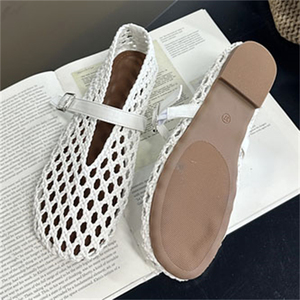 Nuevas Sandalias Planas Personalizadas con Diseño Hueco para Mujer, Sandalias de Verano de Malla Plana, Zapatillas Tejidas a Mano - Product Image 3