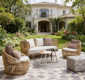 Ensemble de canapés en rotin tressé sur mesure pour l'extérieur avec table basse pour cour, jardin, hôtel, <span class=keywords><strong>terrasse</strong></span> - Product Image 4