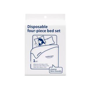 Hotelqualität Einweg-Bettwäsche aus Vliesstoff, 4-teilig, verdickt, wasserdicht, reißfest, für frequentierte Gästezimmer, Großpackung OEM - Product Image 1