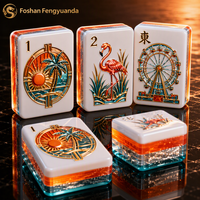 Ensemble de Mahjong Américain de Luxe Moderne en Acrylique à 4 Couches, 160 Tuiles, Motifs Art Déco Gravés en Profondeur Personnalisés, Cadeau Souvenir Premium OEM