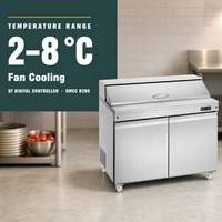 Comptoir de préparation réfrigéré de style américain pour bar à salades, en acier inoxydable, pour hôtel, buffet, restaurant, cuisine