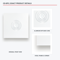 Diffuseur de plafond carré en aluminium à 4 voies pour système HVAC, avec registre optionnel pour systèmes de climatisation