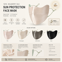 Masque solaire en soie de mûrier Meiyang RS059 UPF 50+ Protection UV pour femme, idéal pour les voyages en extérieur, respirant et léger pour l'été