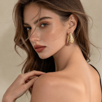 Ensemble de bijoux en acier inoxydable de style minimaliste à surface brillante de qualité supérieure, quatre pièces, décoration de fête
