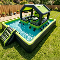 Bar de piscine gonflable portable avec sièges-canapés, chaise longue flottante et auvent d'ombrage pour adultes, idéal pour les fêtes en extérieur, dans le jardin, au lac, en été