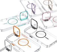 Étui de téléphone transparent en TPU + acrylique, antichoc, étanche, pour 13-17 Pro/Plus/Max, pour S23-S25 Ultra, avec anneau magnétique