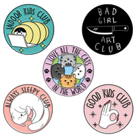 Broches de esmalte para niñas, insignias de solapa con diseño divertido y personalizado, ideales para decorar los clubs, la solapa y los gatos