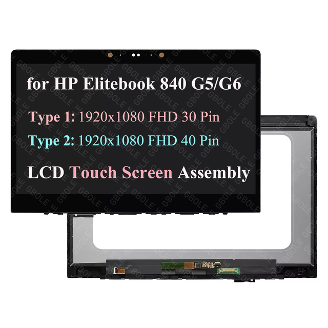 14" for HP Elitebook 840 G5 G6 FHD 40 Pin LCD Touch Screen Display Assembly W/bezel 1920x1080 FHD