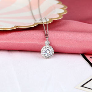 Collier pendentif rond en argent sterling 925 avec <span class=keywords><strong>halo</strong></span> de zircon cubique pour femme, cadeau de bijoux, anniversaire, Saint-Valentin - Product Image 3