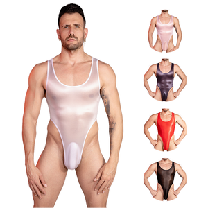 <span class=keywords><strong>Combinaison</strong></span> sexy pour <span class=keywords><strong>homme</strong></span>, lingerie exotique, brillante, extensible, string, justaucorps, sous-vêtements transparents, sans manches, body hautement élastique - Product Image 1