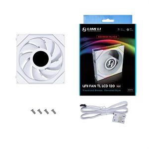 Ventilateur PC <span class=keywords><strong>Lian</strong></span> <span class=keywords><strong>Li</strong></span> UNI FAN TL120, nouveau ventilateur haute performance blanc/noir avec éclairage RGB pour la dissipation thermique et écran LCD - Product Image 3