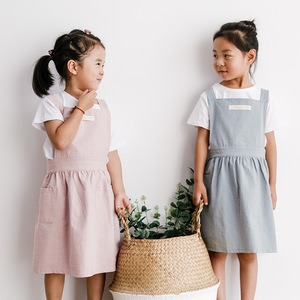 Children's Denim Apron Solid Color A-Line Anti-Fouling For Girls Dress Style - Product Image 2