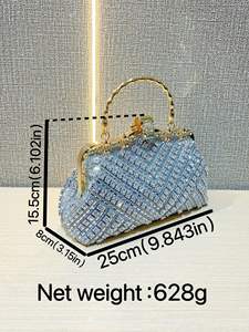 Bolsos de Noche de Lujo Personalizados con Cadena, Bolsos de Mano para Banquetes, Bolsos con Cadenas de Pedrería Brillante y Coloridos - Product Image 3