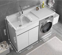 Meuble de rangement pour linge en aluminium alvéolaire avec lavabo intégré pour balcon et salle de bain, et bac à linge à tambour