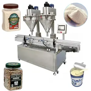 2 Hopper Filling Heads Powder Canning Machine Coffee Matcha Salt Bottling Machine 50g Seasoning Powder Filling Capping Machine