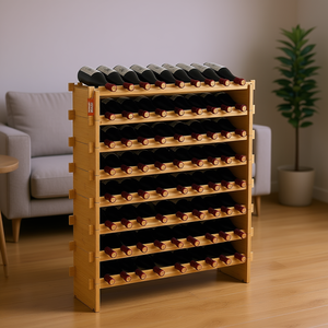 ชั้นวางไวน์ไม้ไผ่ Vevor 8 ชั้น สำหรับเก็บไวน์ได้ 72 ขวด แบบซ้อนได้ เหมาะสำหรับห้องนั่งเล่น ดีไซน์ทันสมัย - Product Image 2