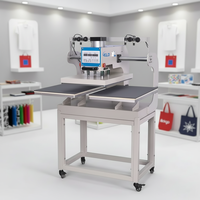 Presse à chaud infrarouge double station à glissière verticale YA-6040C pour le positionnement et la personnalisation de t-shirts multicolores